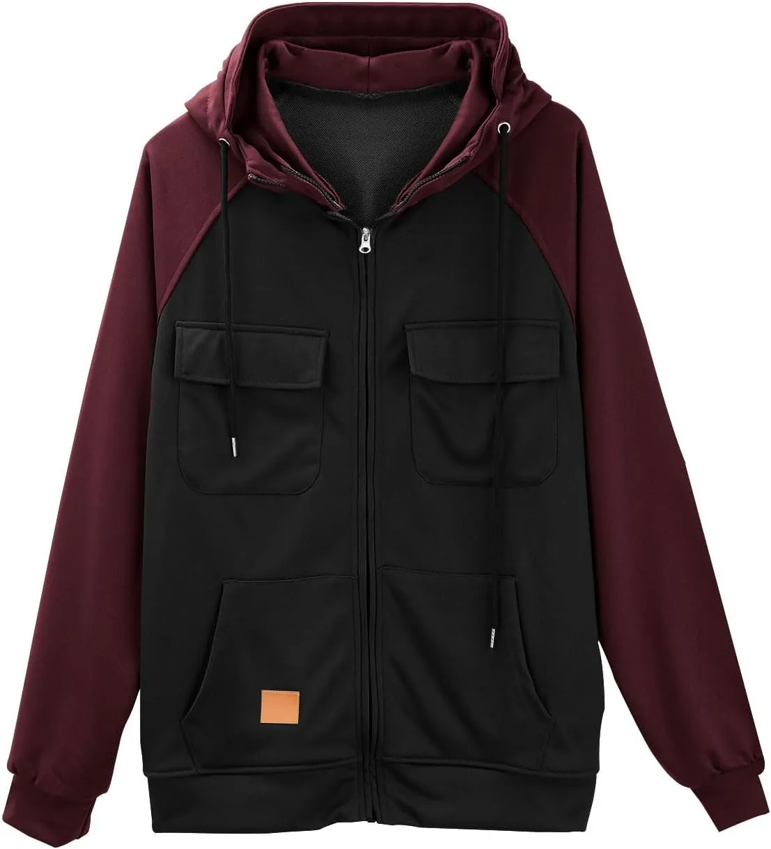 Vintage Hoodies For Men Military Workout Casual Cargo Pullover Coat Full Zip Hooded Outfit Tops Heavy Weight Jacket