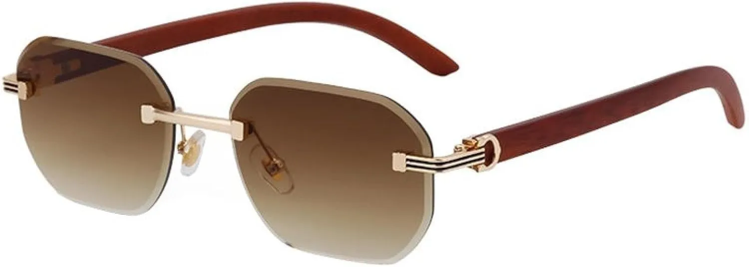 Vintage Rimless Sunglasses for Men Luxury Trendy Punk Uv400