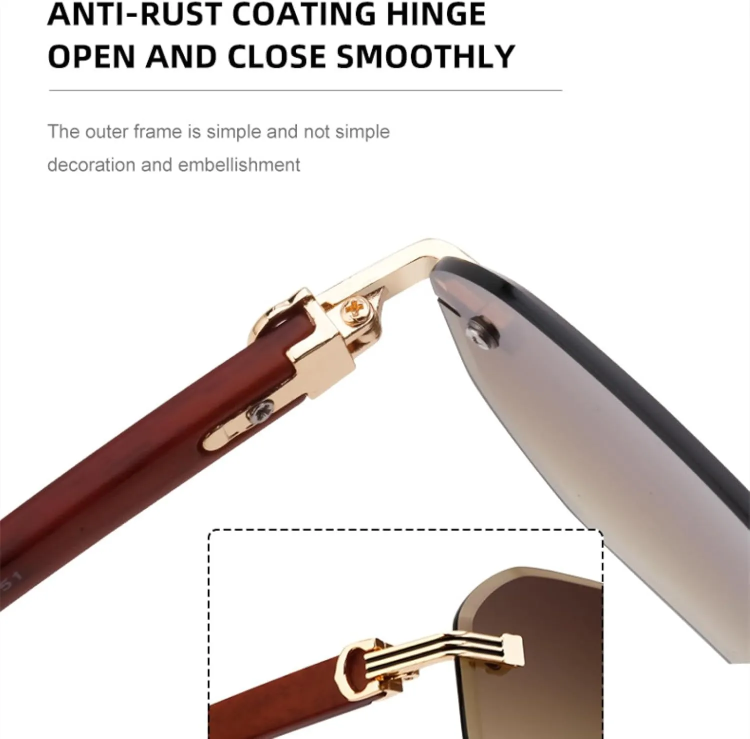 Vintage Rimless Sunglasses for Men Luxury Trendy Punk Uv400
