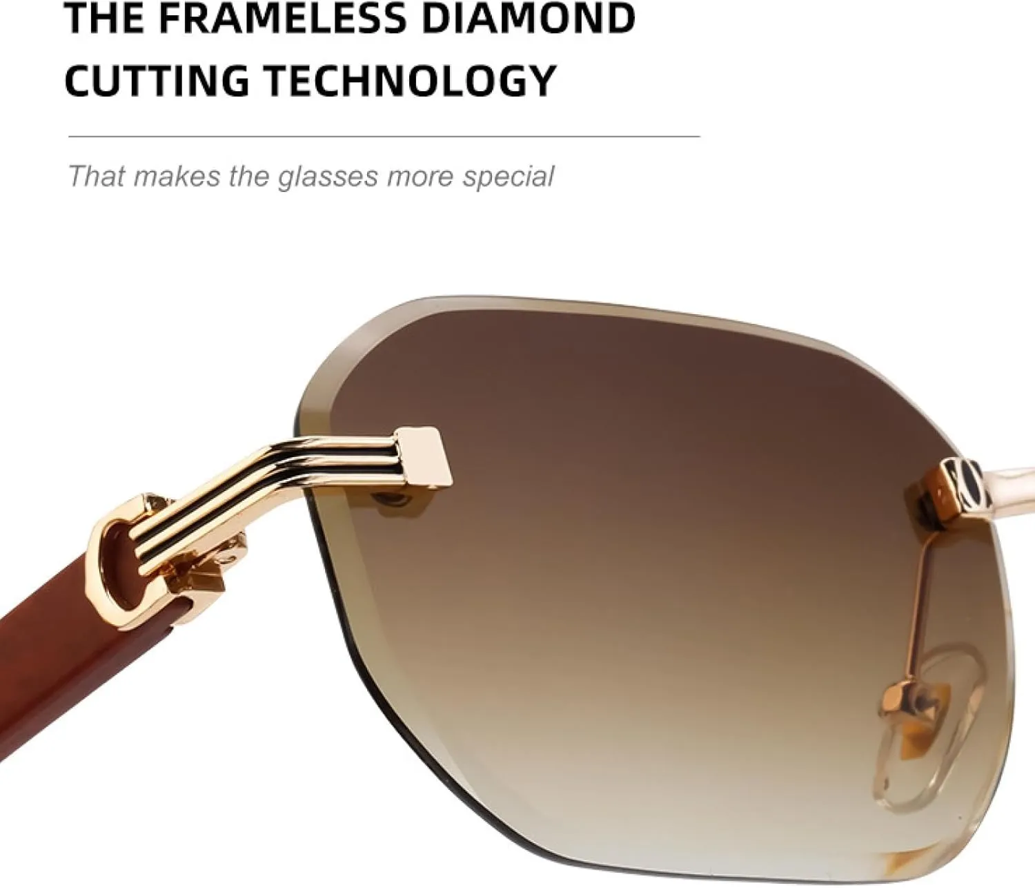 Vintage Rimless Sunglasses for Men Luxury Trendy Punk Uv400