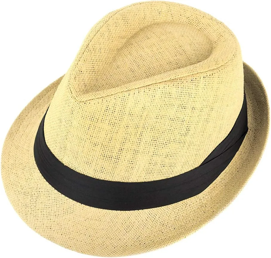 WESTEND Unisex Short Brim Fedora - Hats for Men & Women   Panama Hats & Straw Hats Honey Gold