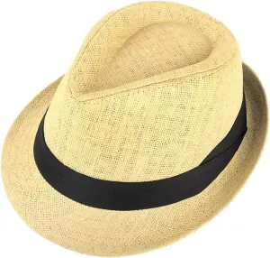 WESTEND Unisex Short Brim Fedora - Hats for Men & Women   Panama Hats & Straw Hats Honey Gold