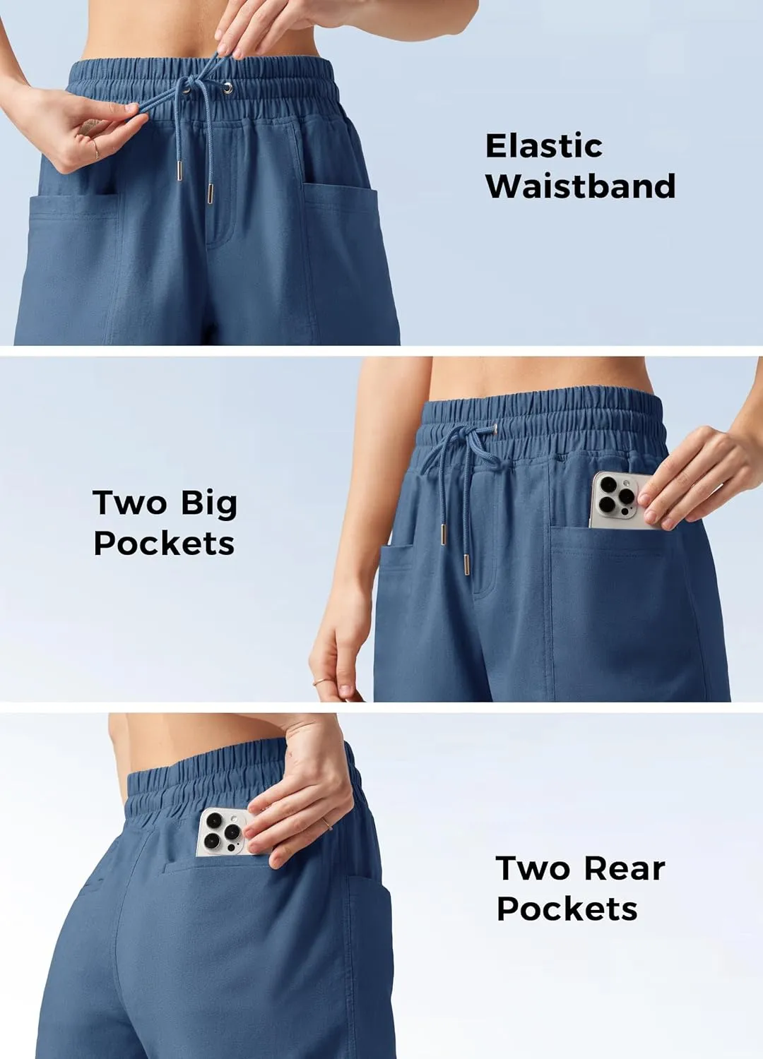 Willit Women's Linen Shorts Casual Summer Shorts High Waisted Comfy Pull On Shorts with Pockets 4"