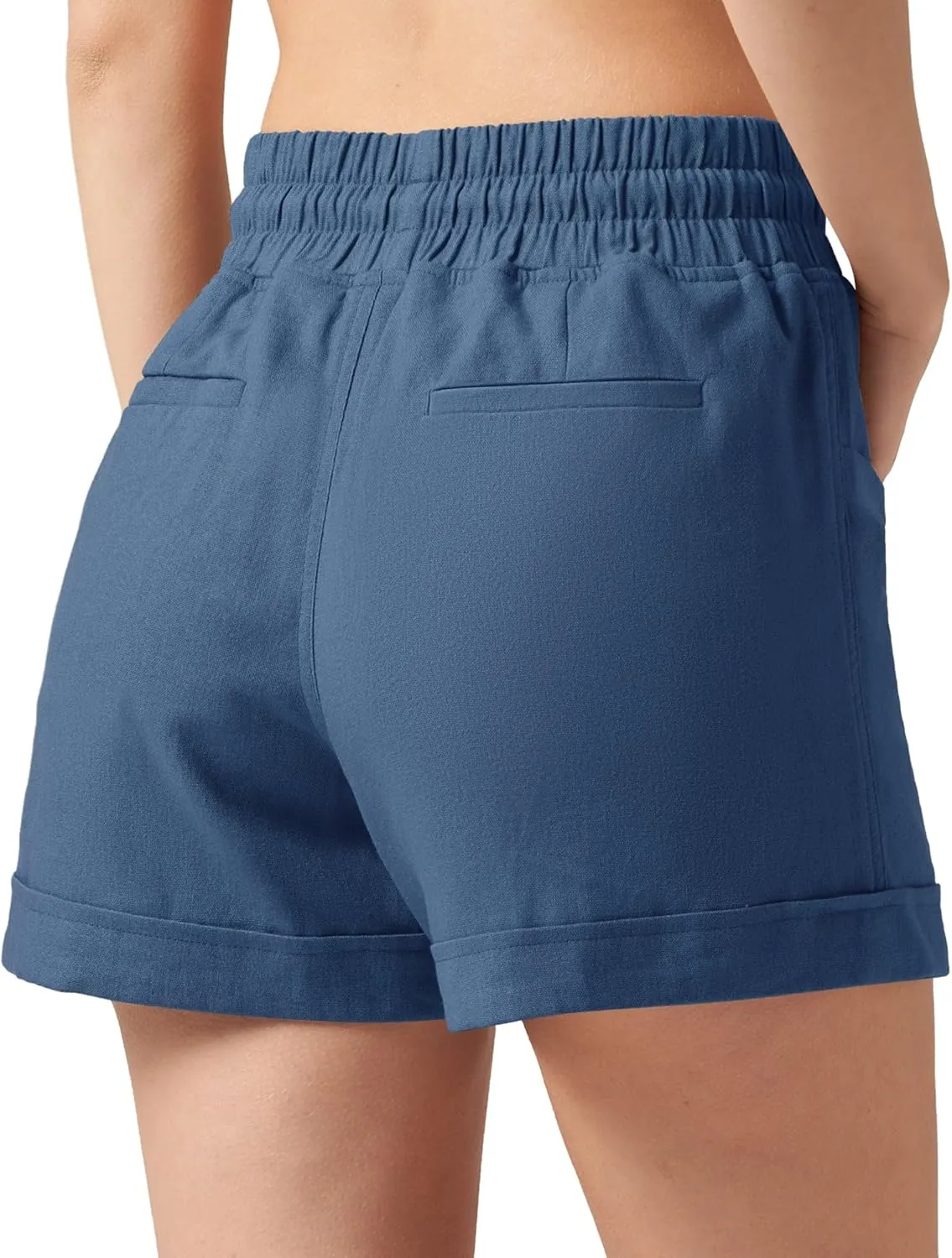 Willit Women's Linen Shorts Casual Summer Shorts High Waisted Comfy Pull On Shorts with Pockets 4"