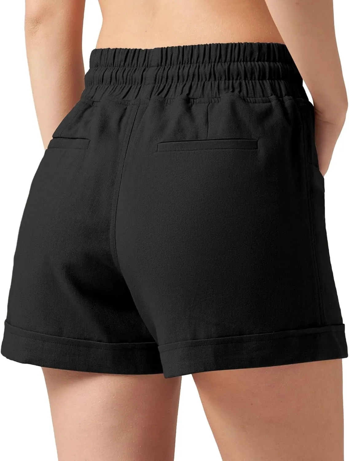 Willit Women's Linen Shorts Casual Summer Shorts High Waisted Comfy Pull On Shorts with Pockets 4"