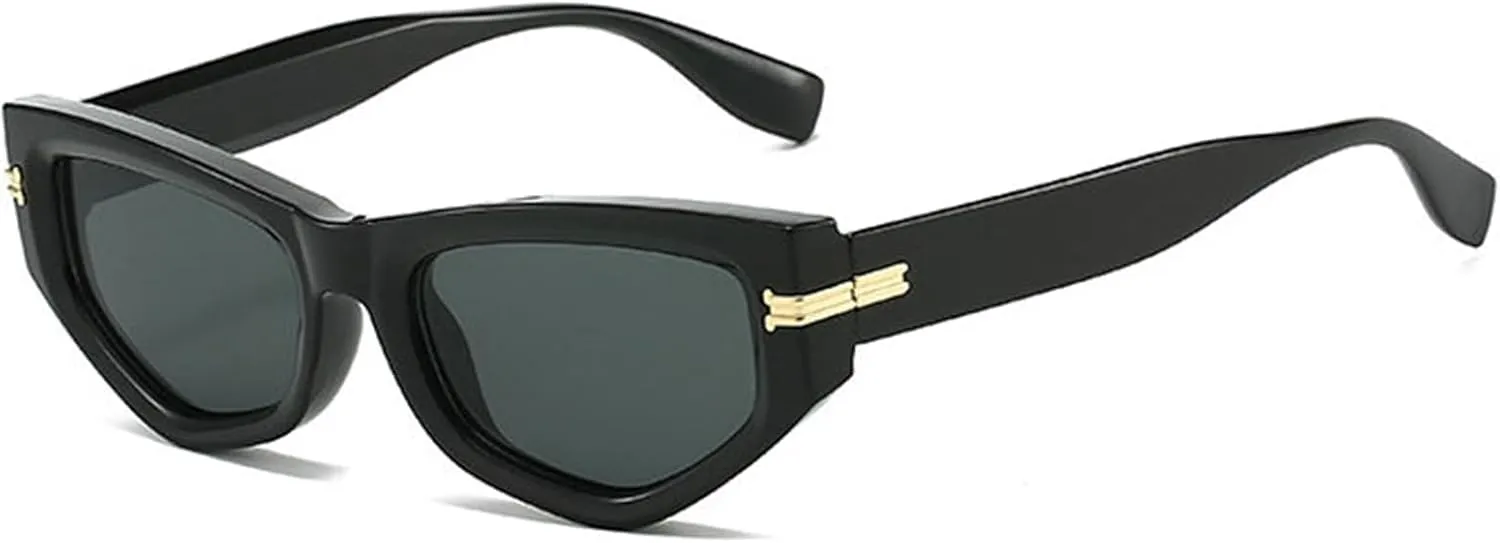 willochra Retro Cat Eye Sunglasses Women Vintage Polygonal Sunglasses Ladies Trendy Blue black Fashion Sun Glasses