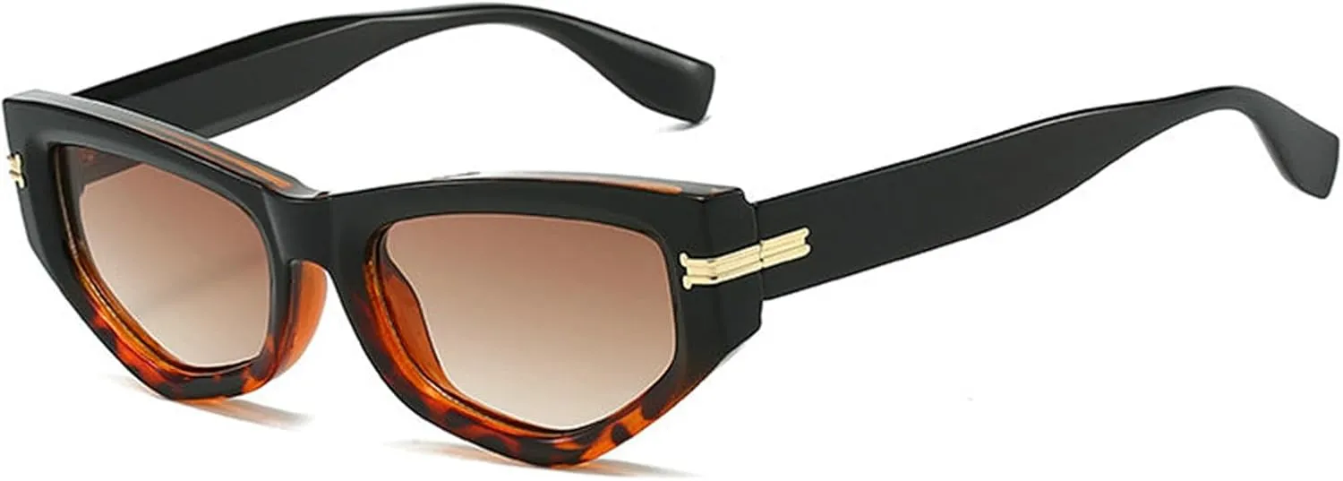 willochra Retro Cat Eye Sunglasses Women Vintage Polygonal Sunglasses Ladies Trendy Blue black Fashion Sun Glasses