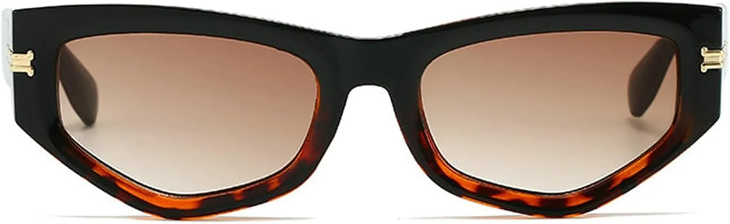 willochra Retro Cat Eye Sunglasses Women Vintage Polygonal Sunglasses Ladies Trendy Blue black Fashion Sun Glasses