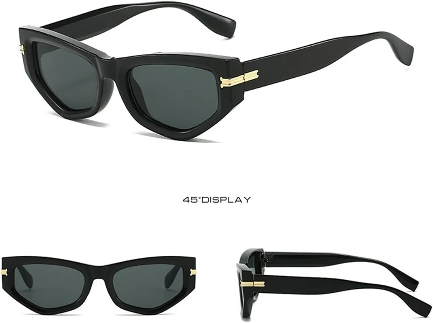 willochra Retro Cat Eye Sunglasses Women Vintage Polygonal Sunglasses Ladies Trendy Blue black Fashion Sun Glasses