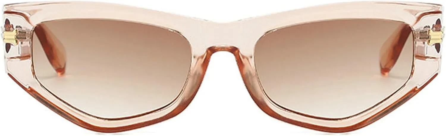willochra Retro Cat Eye Sunglasses Women Vintage Polygonal Sunglasses Ladies Trendy Blue black Fashion Sun Glasses