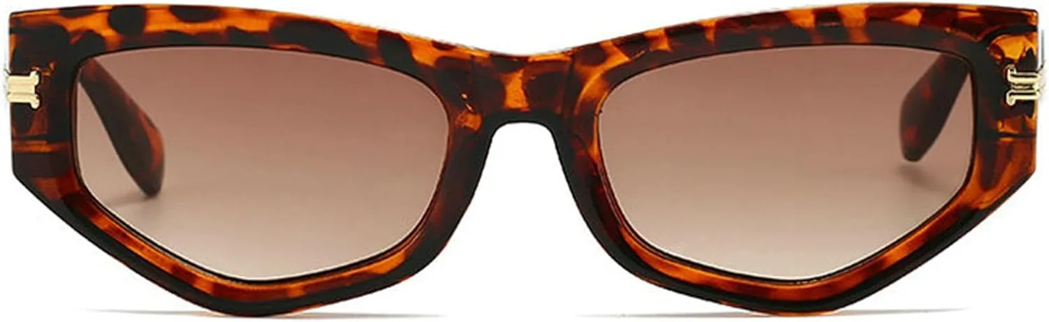 willochra Retro Cat Eye Sunglasses Women Vintage Polygonal Sunglasses Ladies Trendy Blue black Fashion Sun Glasses