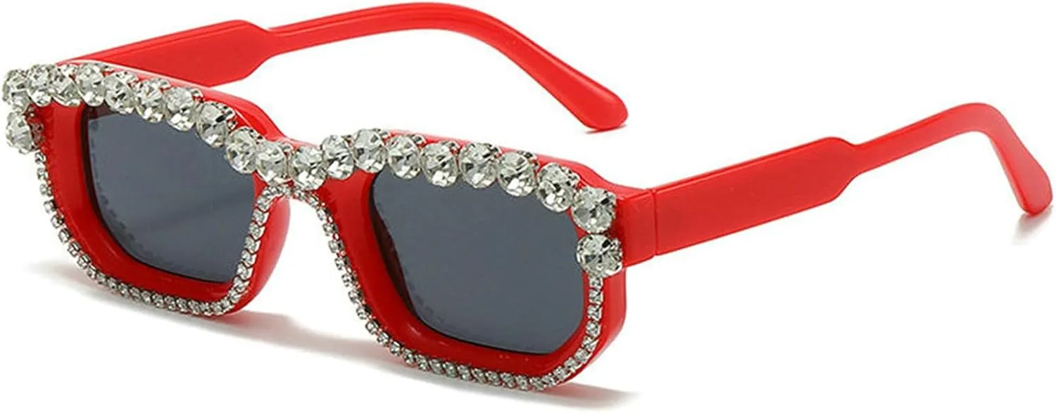 willochra Square Rhinestone Sunglasses for Women Luxury Sunglasses for Women Vintage Cat Eye Sunglasses UV400 Protection F27