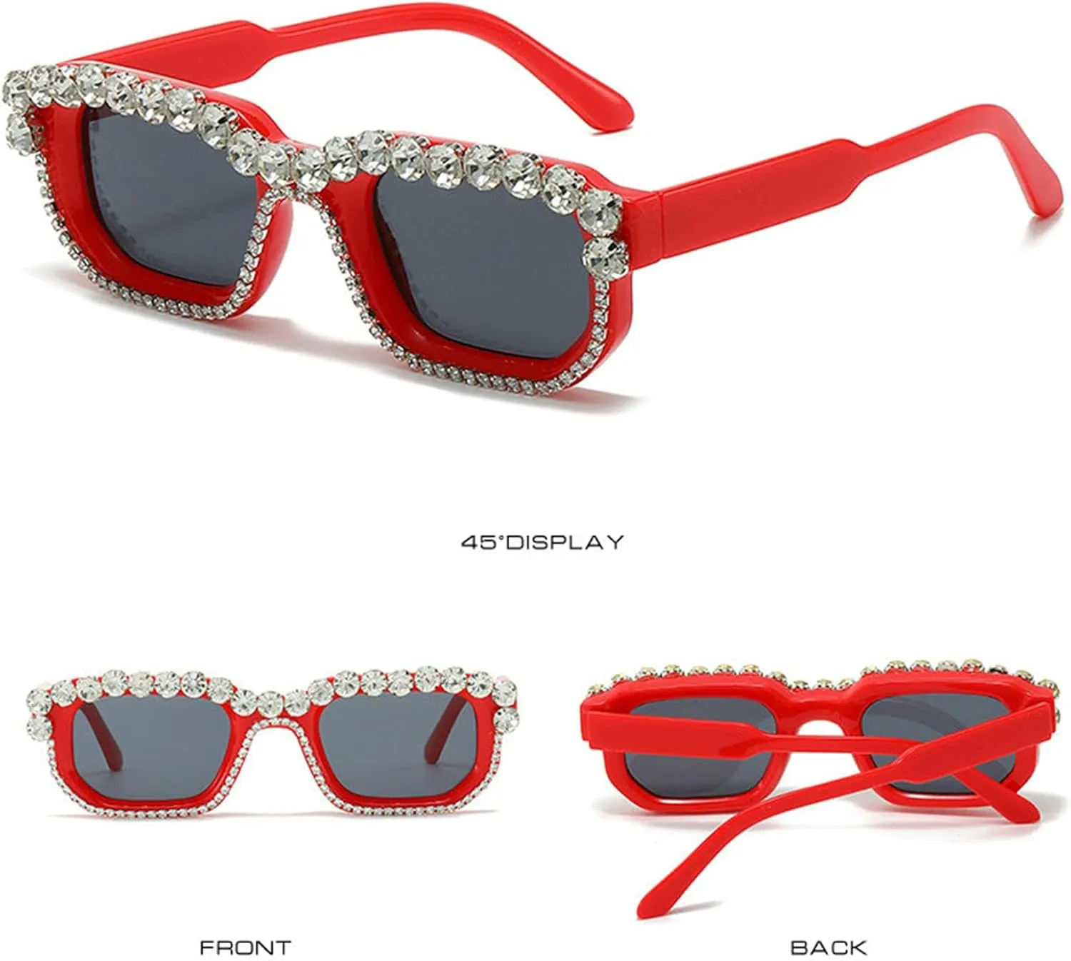 willochra Square Rhinestone Sunglasses for Women Luxury Sunglasses for Women Vintage Cat Eye Sunglasses UV400 Protection F27