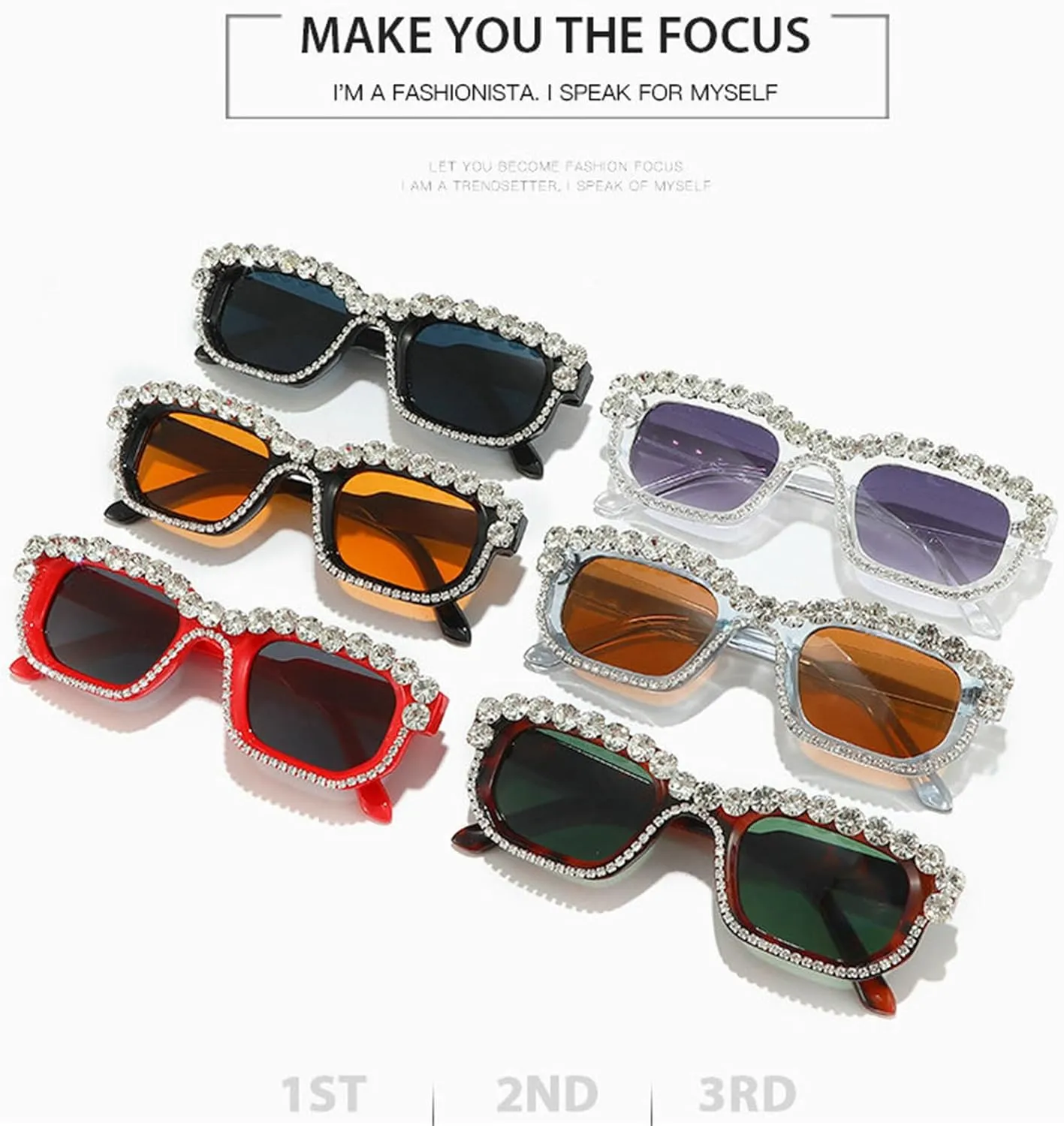 willochra Square Rhinestone Sunglasses for Women Luxury Sunglasses for Women Vintage Cat Eye Sunglasses UV400 Protection F27