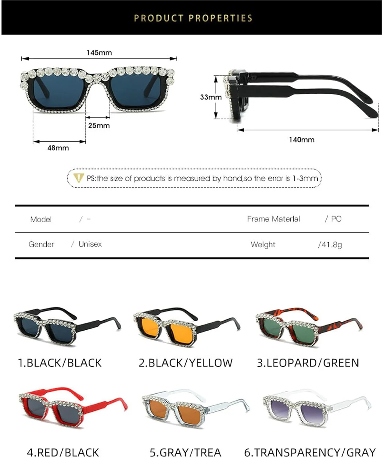 willochra Square Rhinestone Sunglasses for Women Luxury Sunglasses for Women Vintage Cat Eye Sunglasses UV400 Protection F27