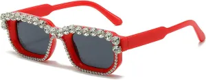 willochra Square Rhinestone Sunglasses for Women Luxury Sunglasses for Women Vintage Cat Eye Sunglasses UV400 Protection F27