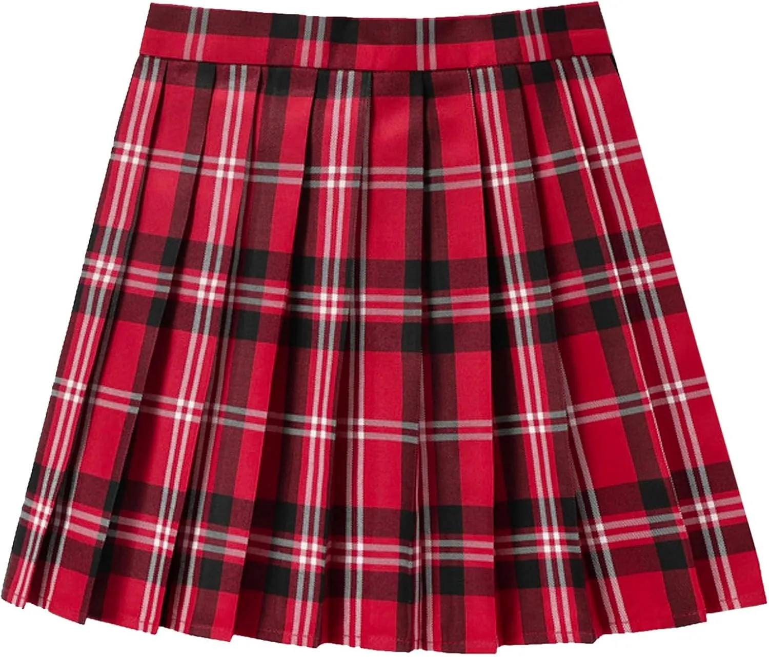 Woman Mini Skirts Women's Casual Plaid Print High Waist Pleated A Line Mini Skirt Fashion Teen Girls Cute Skirt