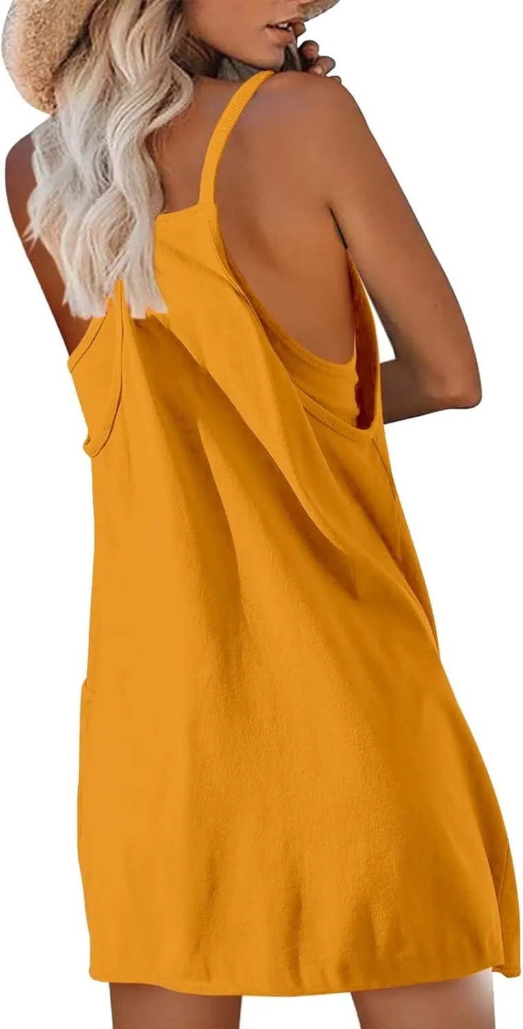 Women Athletic Dress Summer Tennis Workout Active Sports Mini Romper Dress Built in Shorts Travel Vacation Clothes