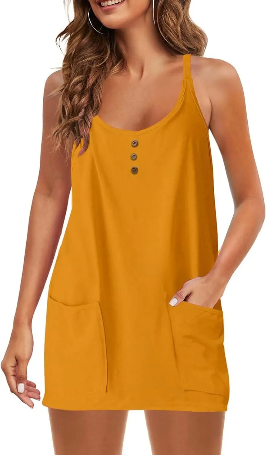 Women Athletic Dress Summer Tennis Workout Active Sports Mini Romper Dress Built in Shorts Travel Vacation Clothes