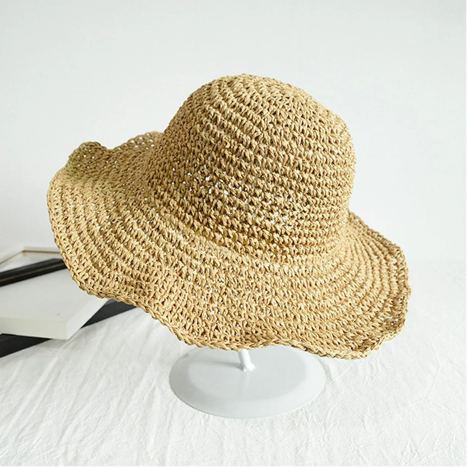 Women Floppy Sun Hat with Wide Brim—Foldable Roll-Up Straw Beach Hat UPF 50 Sun Visor Hats Summer Sun Hat