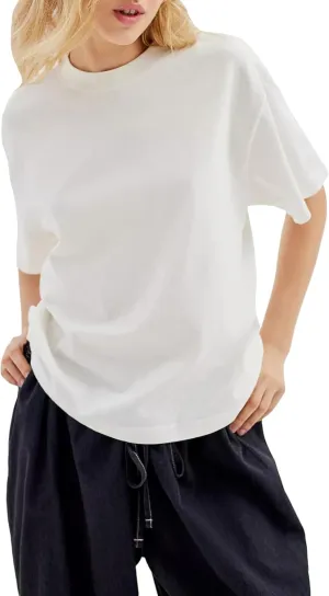 Women Oversized Striped Color Block Short Sleeve Crew Neck T-Shirts Y2k Going Out Tops Aesthetic Streetwear Tees