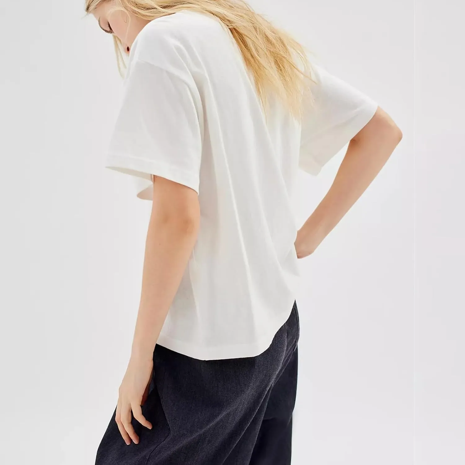 Women Oversized Striped Color Block Short Sleeve Crew Neck T-Shirts Y2k Going Out Tops Aesthetic Streetwear Tees