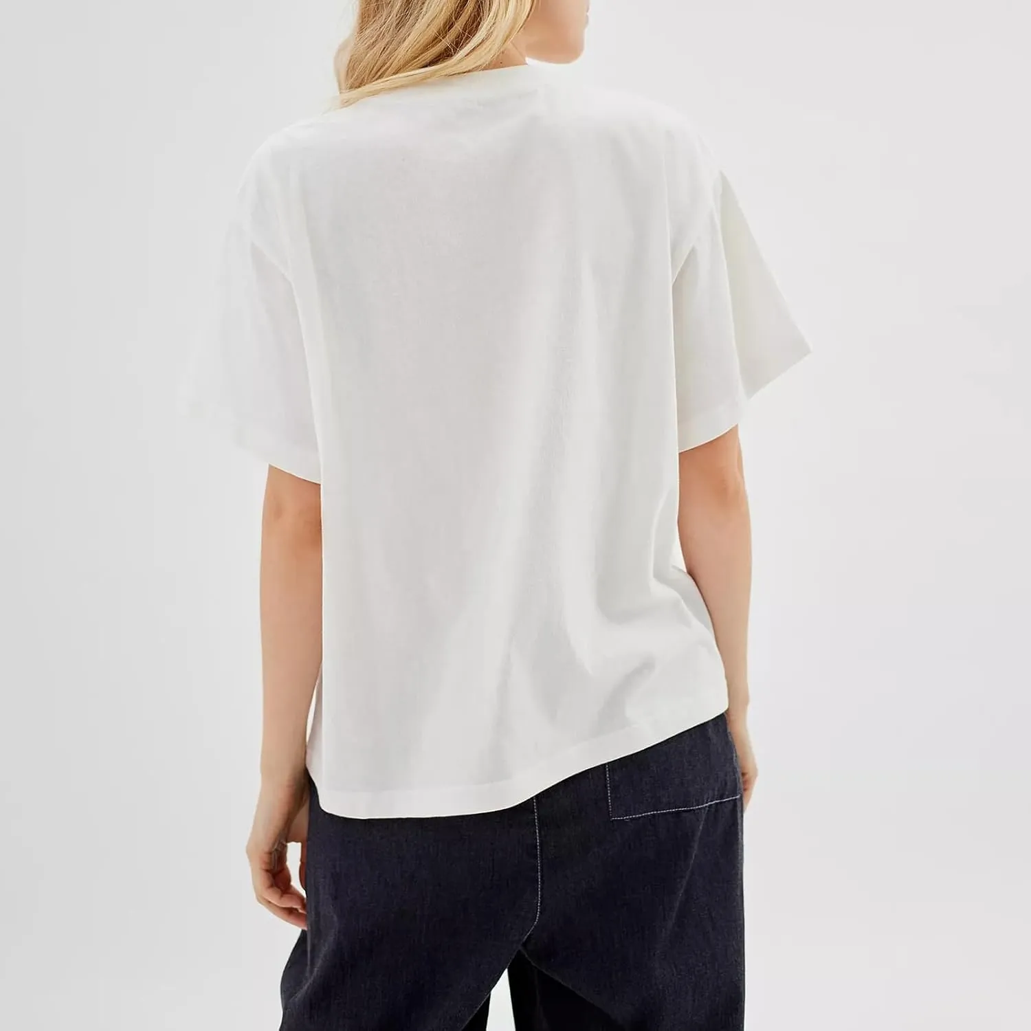 Women Oversized Striped Color Block Short Sleeve Crew Neck T-Shirts Y2k Going Out Tops Aesthetic Streetwear Tees