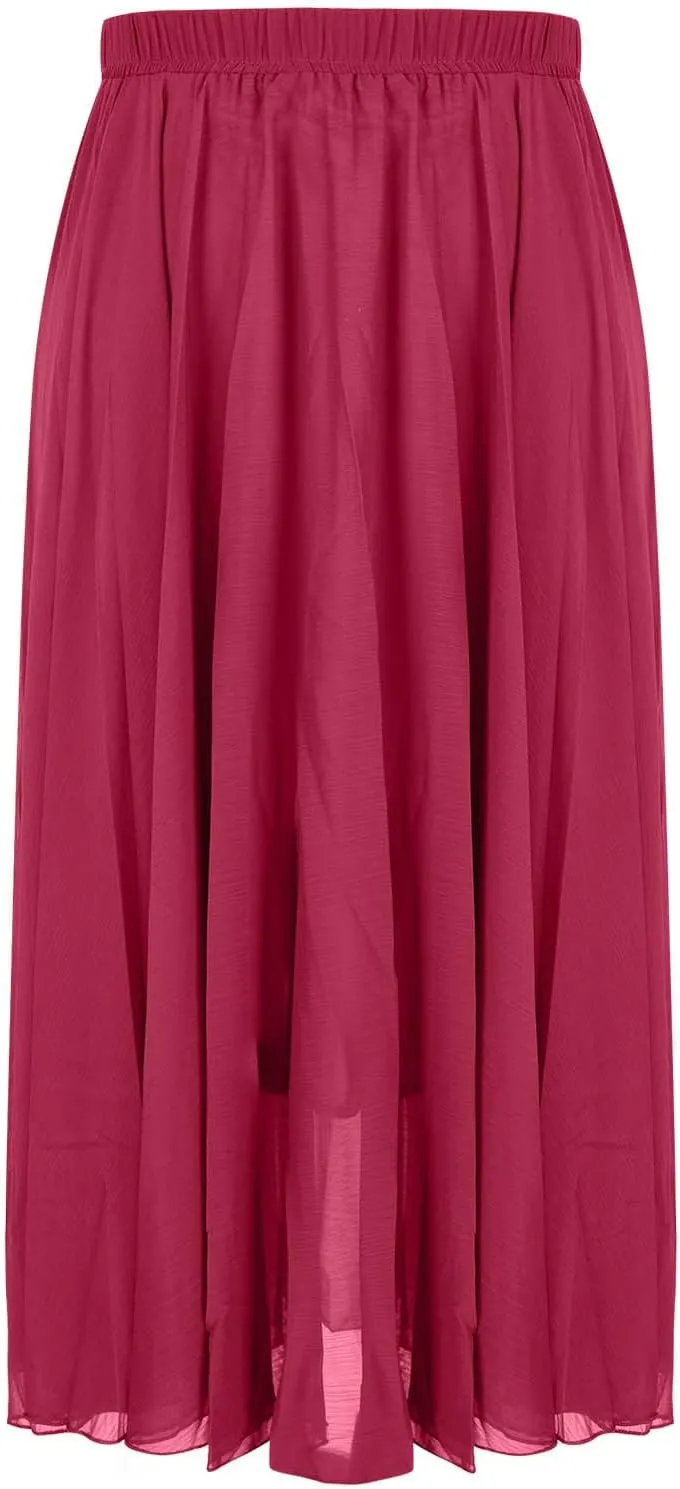 Womens A-Line Maxi Skirts Ruffle Elastic Waist Pleated Long Skirt Summer Beach Vacation Casual Loose Clothes 2025