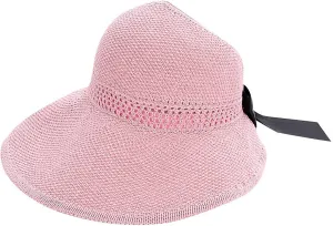 Womens Beach Straw Sun Visor Hat Ponytail Hole Wide Brim Summer Cap Packable for Travel UPF 50 