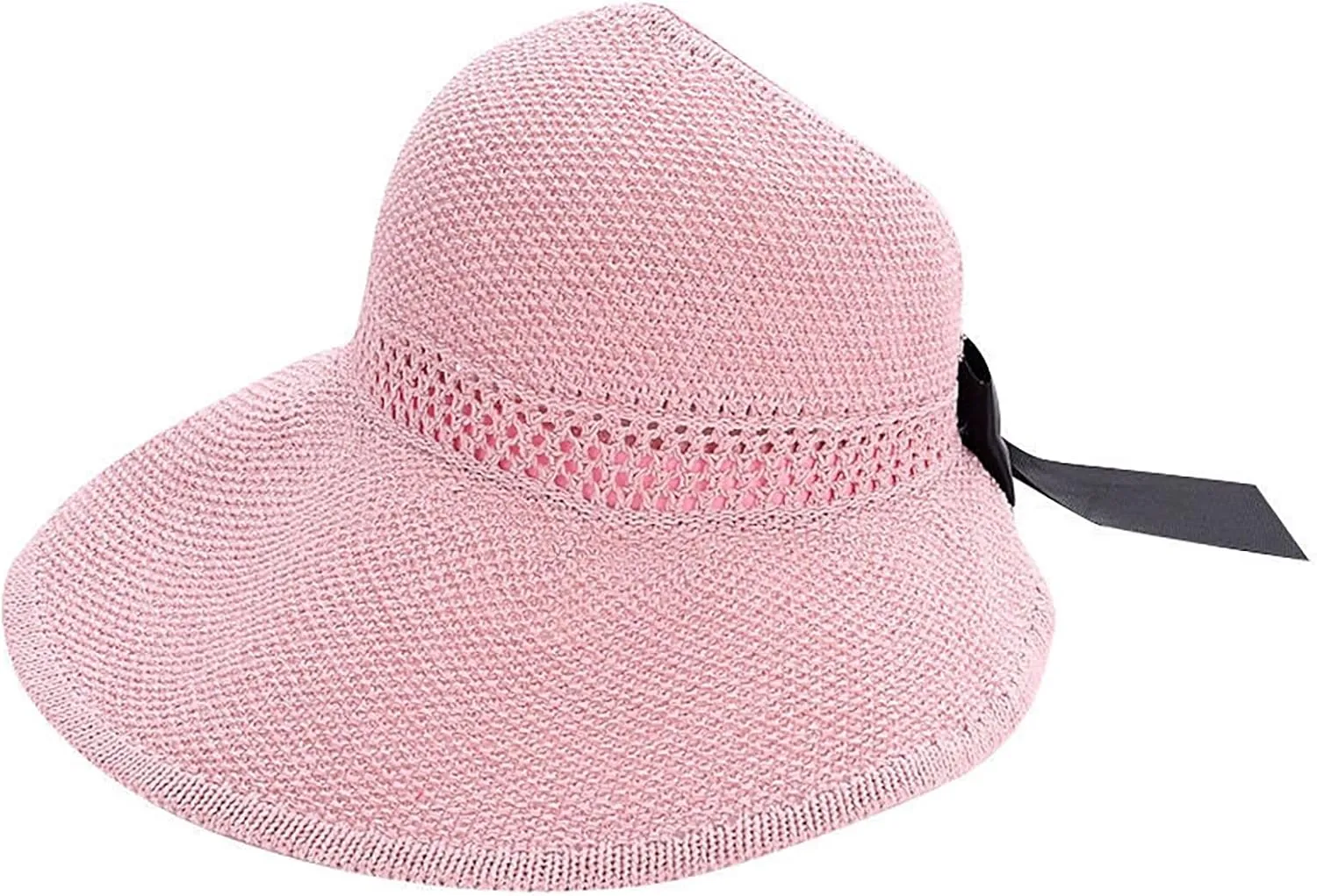 Womens Beach Straw Sun Visor Hat Ponytail Hole Wide Brim Summer Cap Packable for Travel UPF 50 
