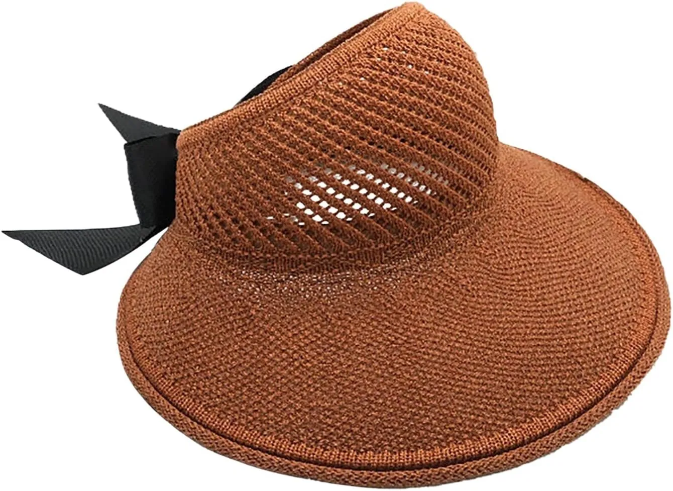 Womens Beach Straw Sun Visor Hat Ponytail Hole Wide Brim Summer Cap Packable for Travel UPF 50 