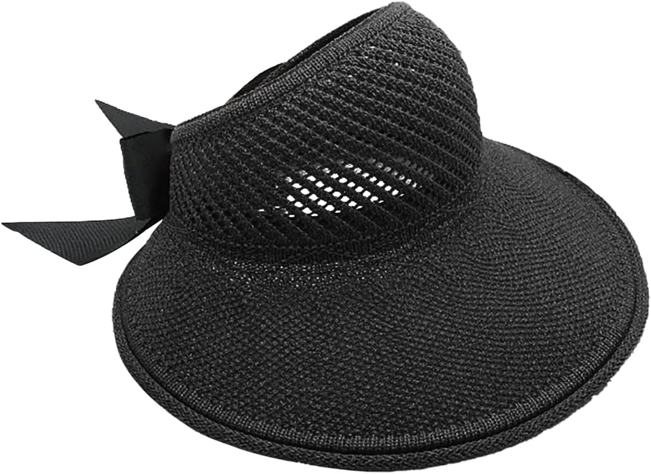 Womens Beach Straw Sun Visor Hat Ponytail Hole Wide Brim Summer Cap Packable for Travel UPF 50 