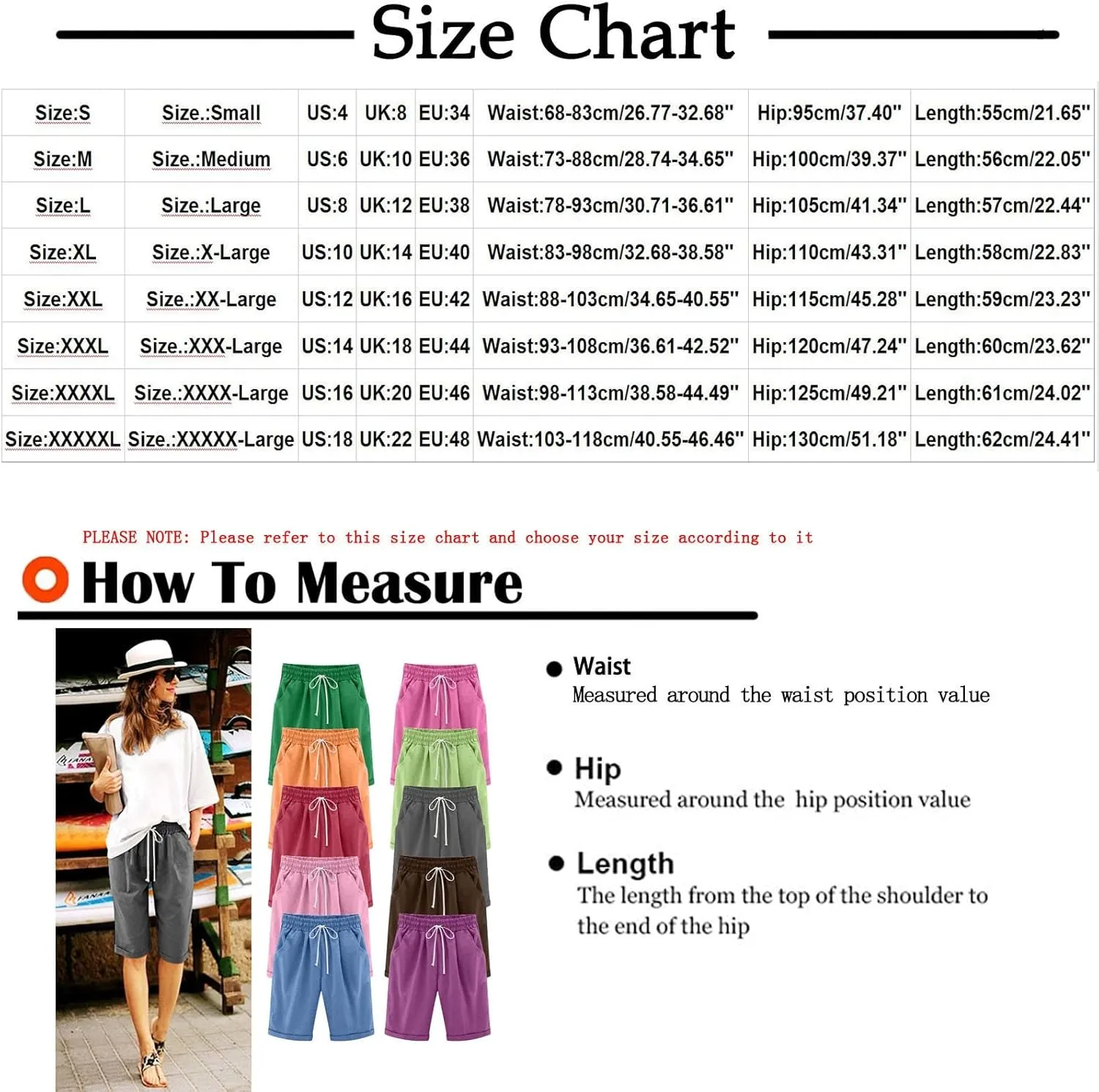 Womens Bermuda Shorts for Summer Knee Length Plus Size Shorts Elastic Waist Drawstring Linen Shorts with Pocket