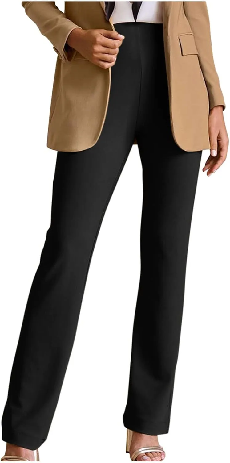 Womens Business Suit Pants Casual High Waisted Slim Fit Flare Pants Bell Bottom Long Lounge Wear to Work Pants