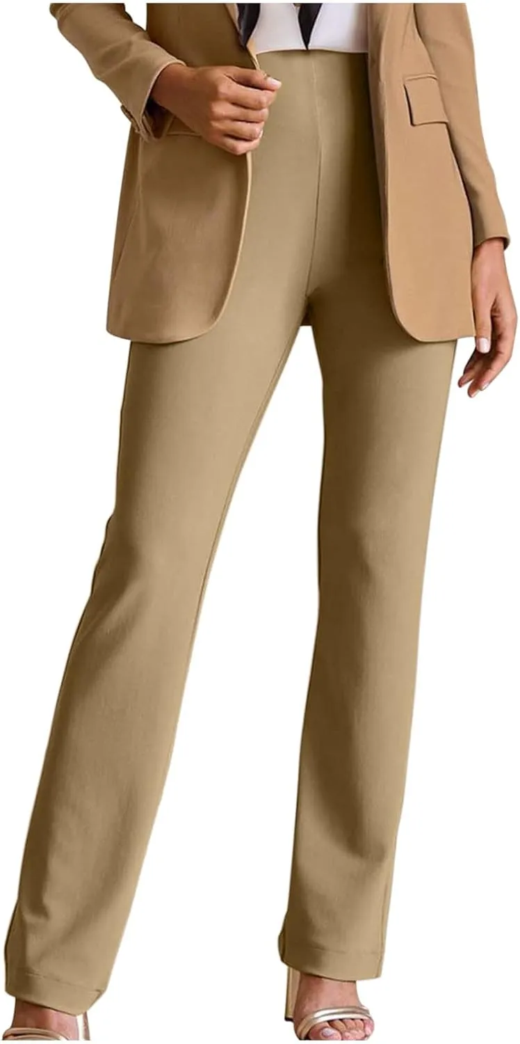 Womens Business Suit Pants Casual High Waisted Slim Fit Flare Pants Bell Bottom Long Lounge Wear to Work Pants