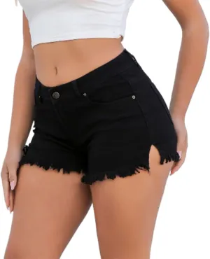 Womens Butt Lifting Jeans Shorts Summer Casual Button High Waisted Stretchy Denim Shorts Comfy Trendy Shorts with Pockets Boho Shorts for Women Z1Black, S