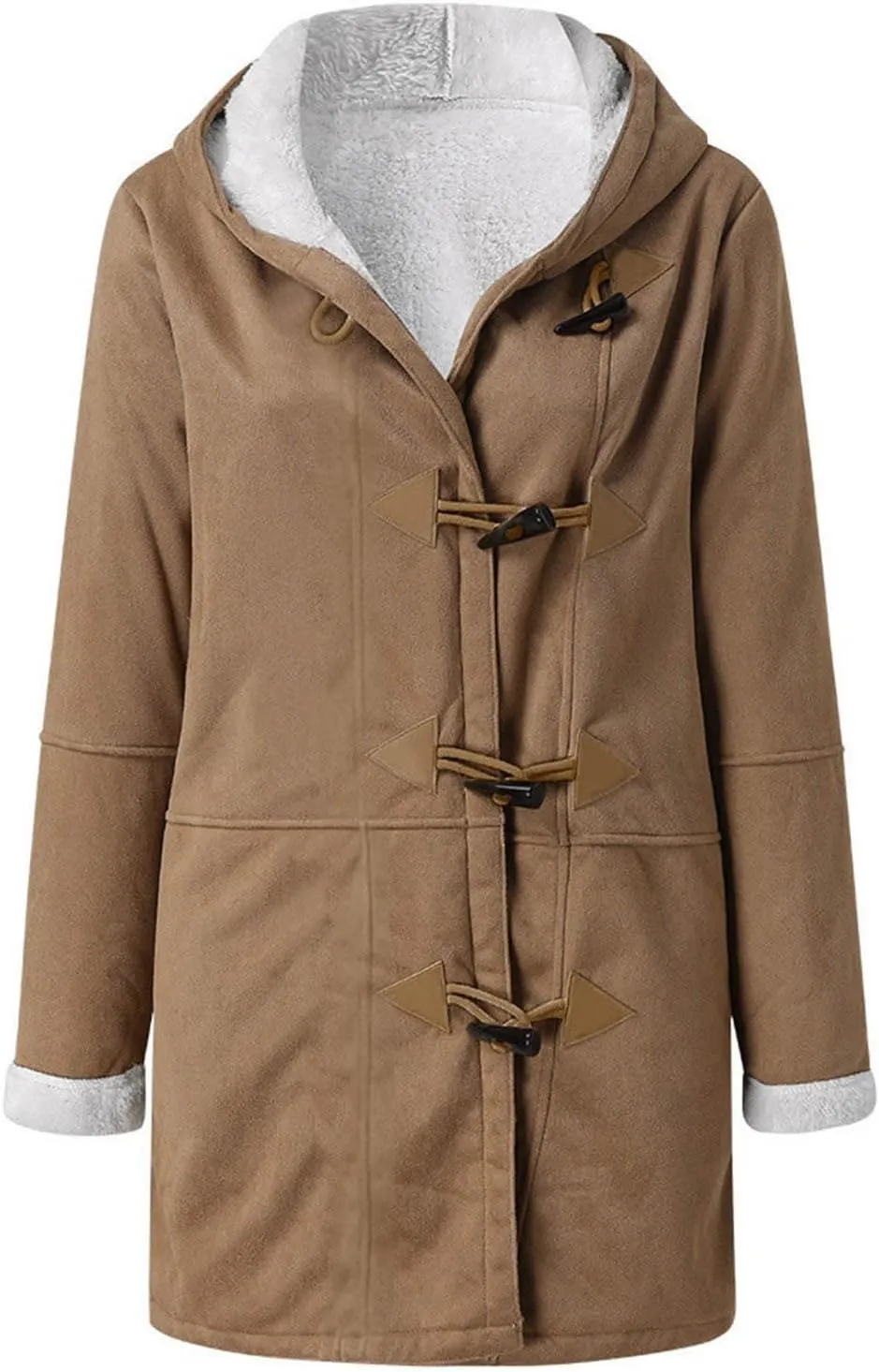 Womens Coats Plus Size Winter 2024 Warm Sherpa Fleece Lined Distressed Jackets Hooded Parka Faux Suede Pea Coat Outerwear
