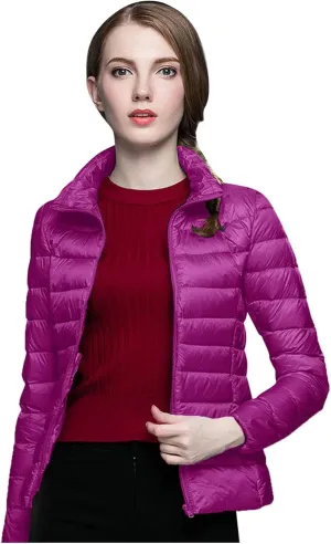 Women's Down Jackets & Parkas Packable Lightweight Warm Winter Quilted Jacket Stand Collar Slim Fit Cropped Puffer Jackets
