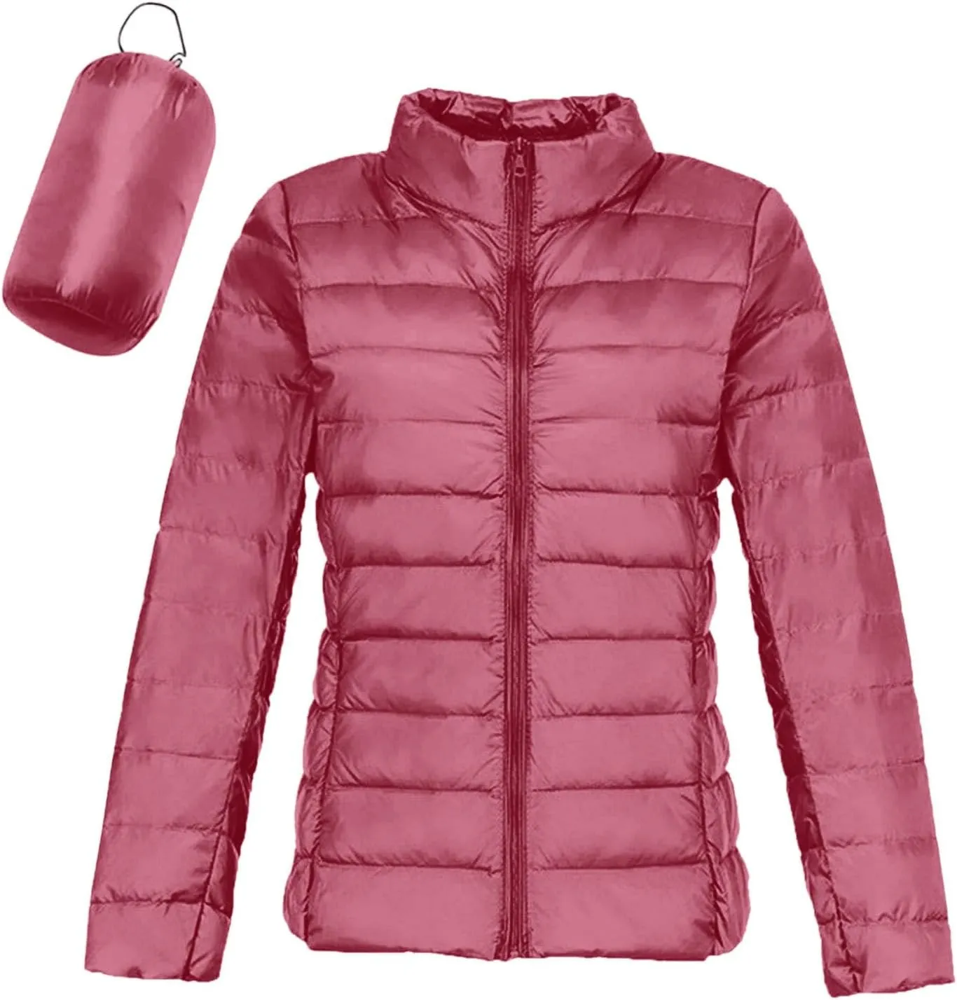Women's Down Jackets & Parkas Packable Lightweight Warm Winter Quilted Jacket Stand Collar Slim Fit Cropped Puffer Jackets