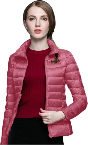 Women's Down Jackets & Parkas Packable Lightweight Warm Winter Quilted Jacket Stand Collar Slim Fit Cropped Puffer Jackets