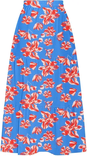 Women's Floral Long Skirts Split Summer Skirts Elastic Waist Flowy Maxi Skirt A Line Beach Skirts Boho Casual Skirts