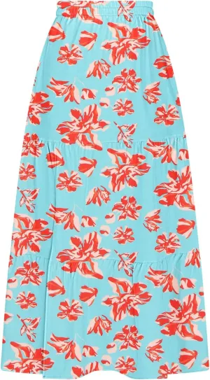Women's Floral Long Skirts Split Summer Skirts Elastic Waist Flowy Maxi Skirt A Line Beach Skirts Boho Casual Skirts