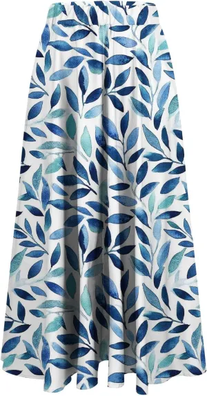 Women's Floral Summer Skirts A Line Flowy Midi Skirts Elastic Waist Beach Skirts Loose Boho Casual Skirts Cruise Wear
