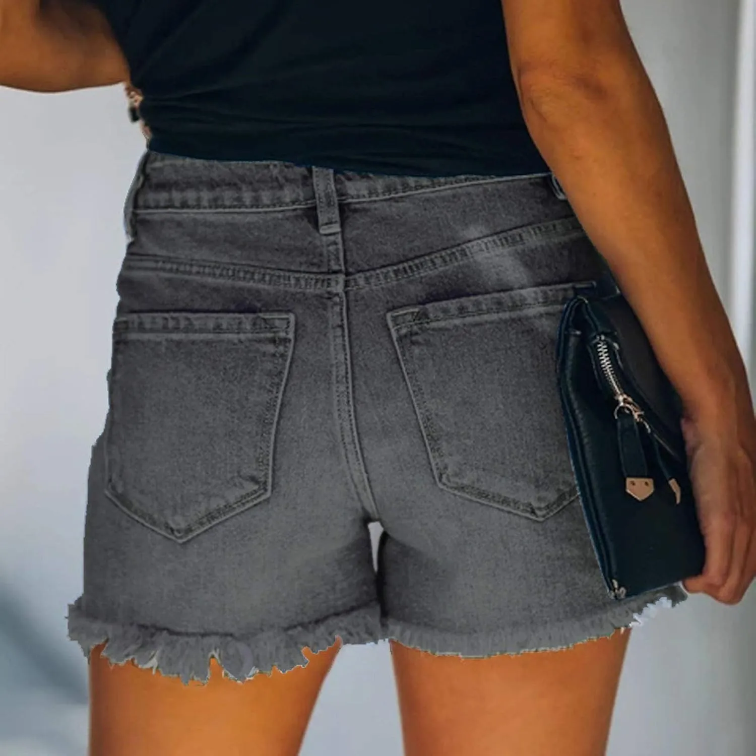Womens High Waist Denim Jean Short Ripped Cut Off Stretchy Denim Hot Short Summer Jean Shorts