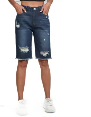 Women's High Waisted Ripped Denim Shorts Women Frayed Raw Hem Jean Shorts Black Sexy Denim Hot Pants