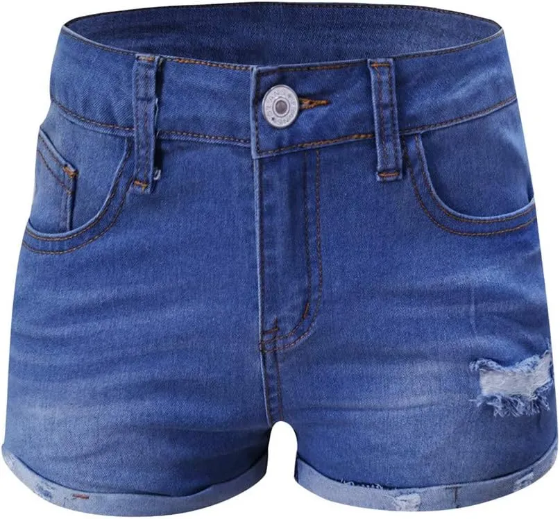 Women's High Waisted Stretchy Denim Shorts Cuffed Jean Shorts Jean Short for Women Stretchy Denim Casual Summer