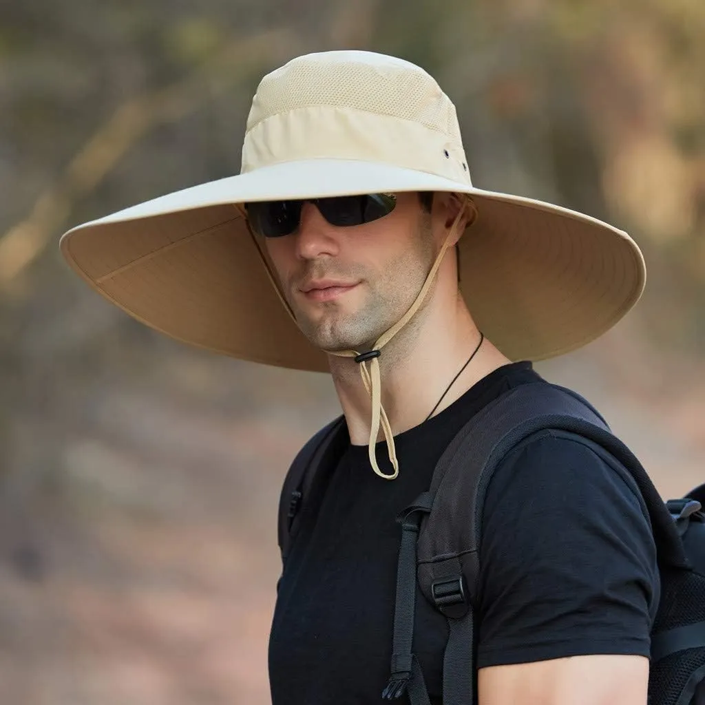 Women's Hiking Hats Ponytail Sun Hat Sun Protective Foldable Mesh Wide Brim Beach Fishing Hat