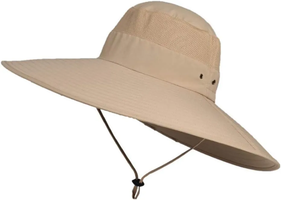 Women's Hiking Hats Ponytail Sun Hat Sun Protective Foldable Mesh Wide Brim Beach Fishing Hat