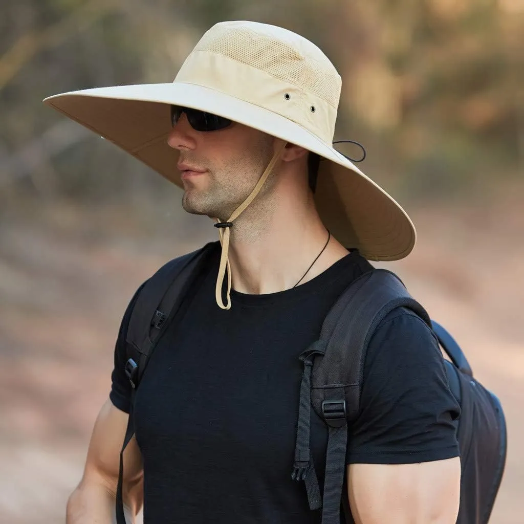 Women's Hiking Hats Ponytail Sun Hat Sun Protective Foldable Mesh Wide Brim Beach Fishing Hat