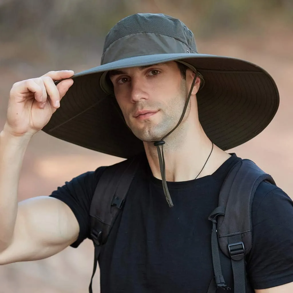 Women's Hiking Hats Ponytail Sun Hat Sun Protective Foldable Mesh Wide Brim Beach Fishing Hat